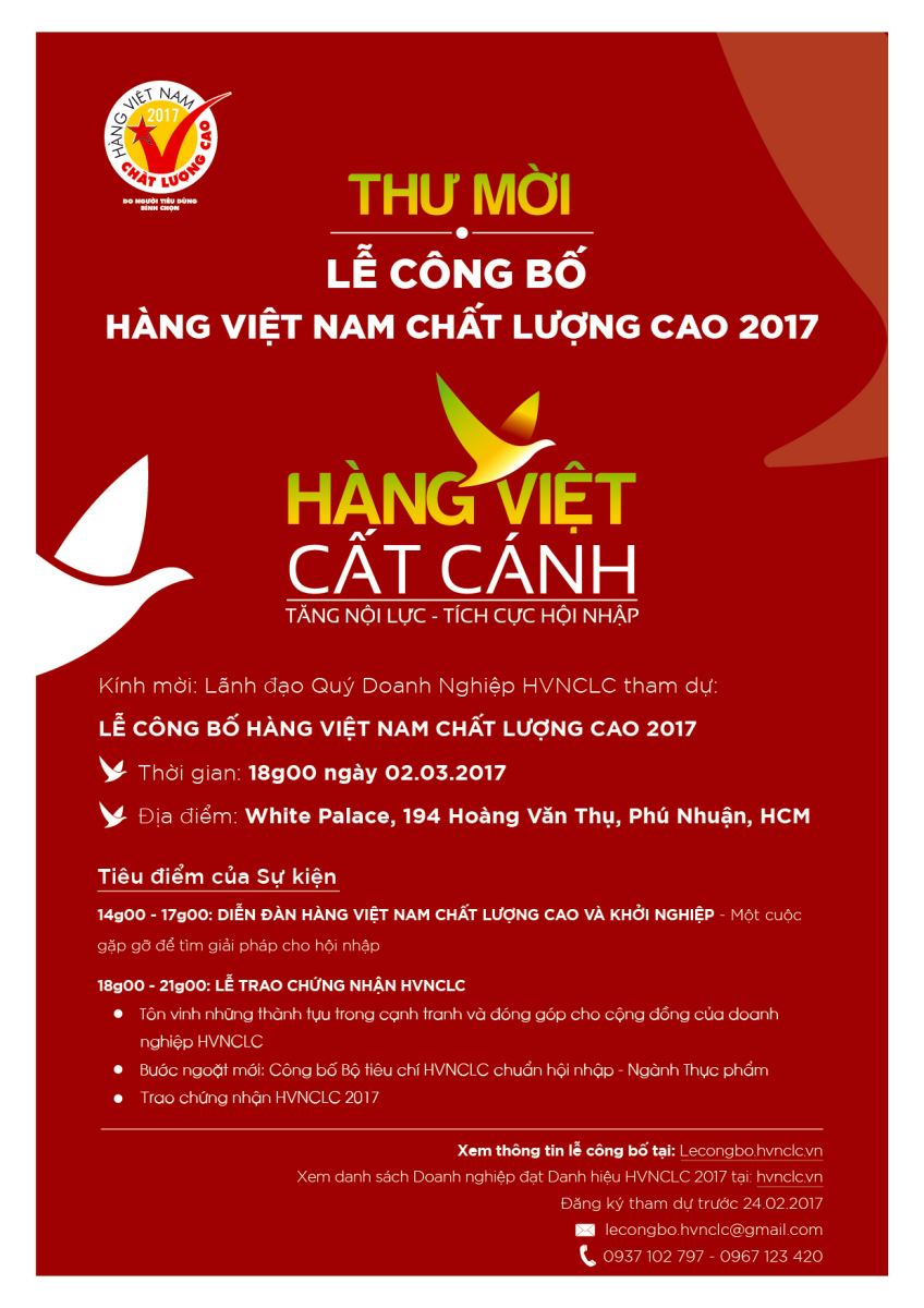 Thiep moi Le cong bo Hang Viet Nam chat luong cao 2017