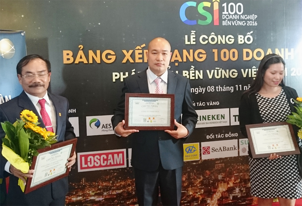 Vico nhận danh hiệu top 100 doanh nghiệp phát triển bền vững