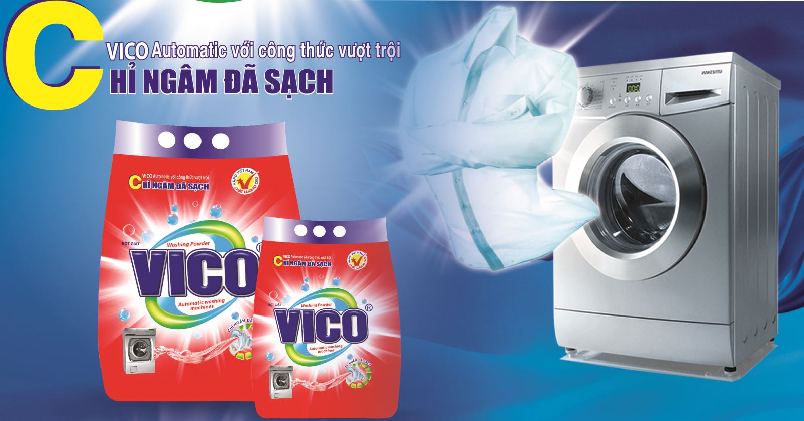 Bột giặt VICO Automatic - chỉ ngâm đã sạch