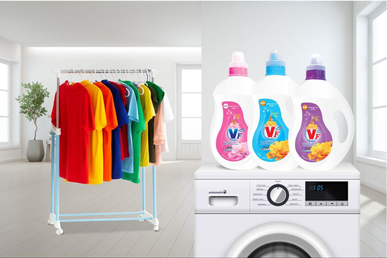 Nước giặt xả VF giúp quần áo mới tinh tươm sau hàng trăm lần giặt