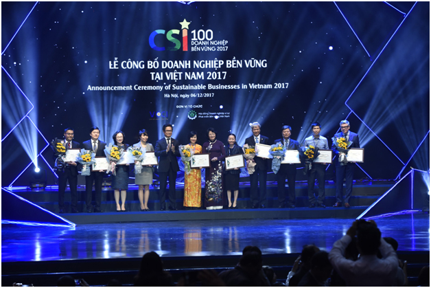Công ty TNHH VICO vinh dự đón nhận danh hiệu Doanh nghiệp bền vững tại Việt Nam năm 2017. 